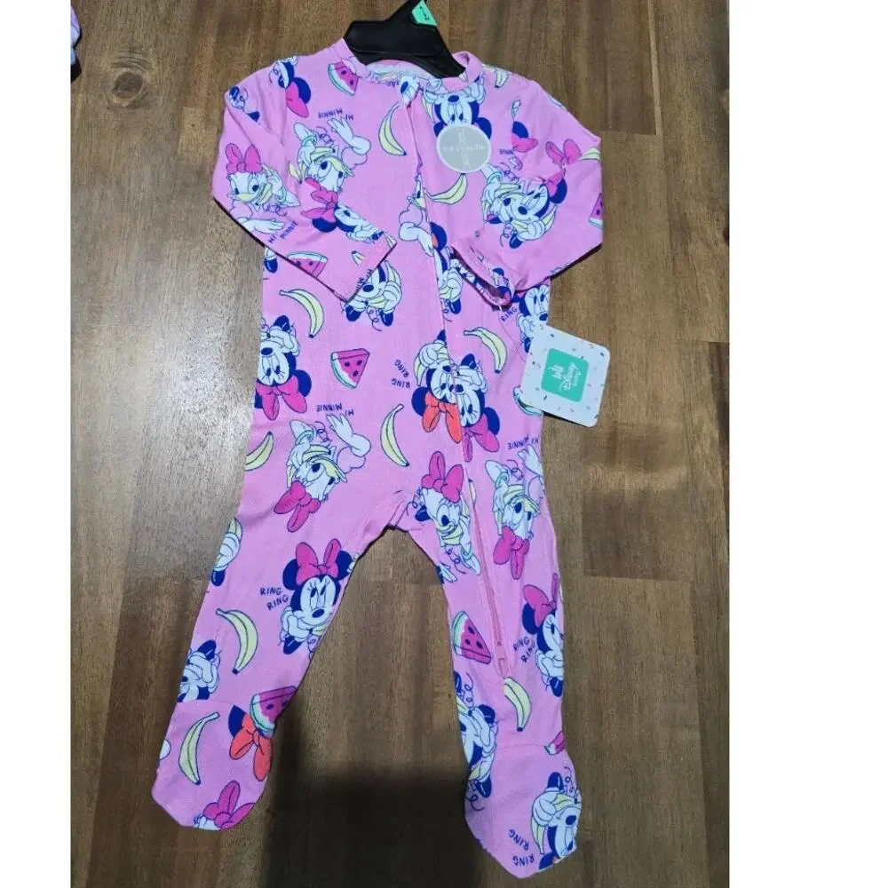 NWT Disney Baby Girls Footed Pajama LOT of 3 Bundle 3-6 Months